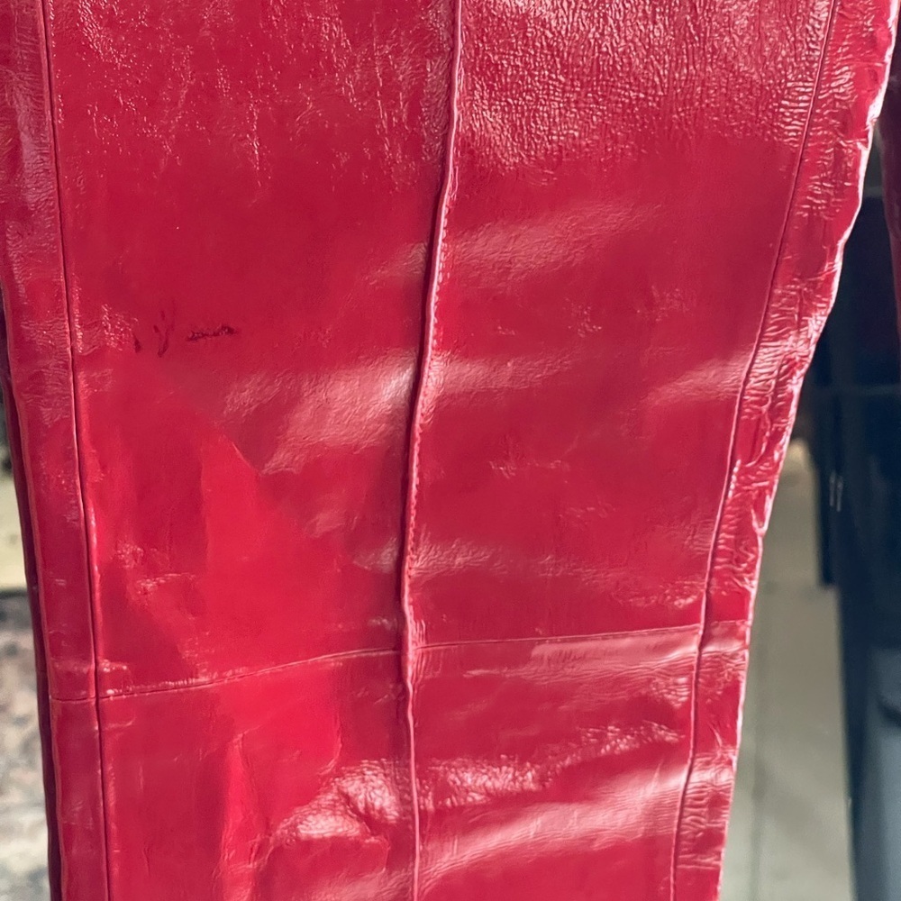 Zadig & Voltaire NWT Red Peko Vinyle 100% Lamb Leather Pant FR 36 CALL OUT - Picture 6 of 16